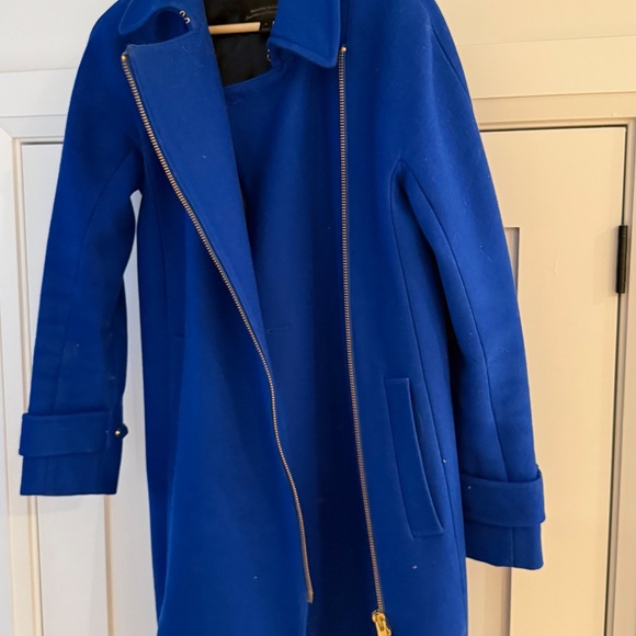 J.Crew Belted Zip Trench Coat in Cobalt Wool Melton - Picture 4 of 7